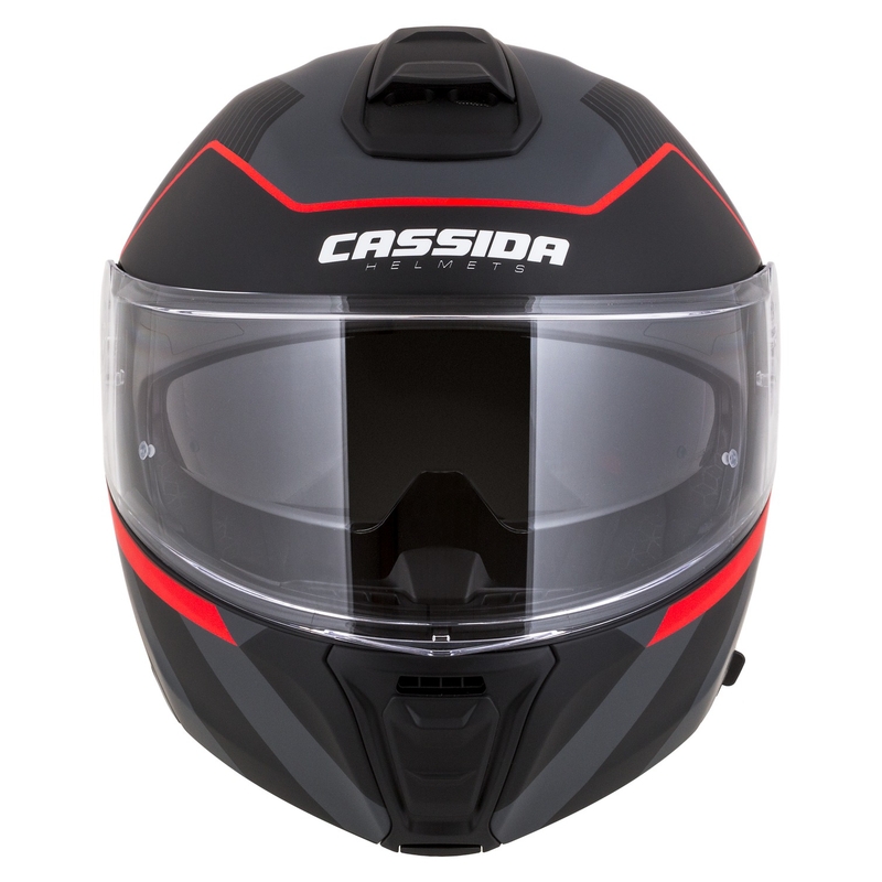 Каска за мотоциклет Cassida Modulo 2.1 Profile flip-up матова черно-сиво-червена