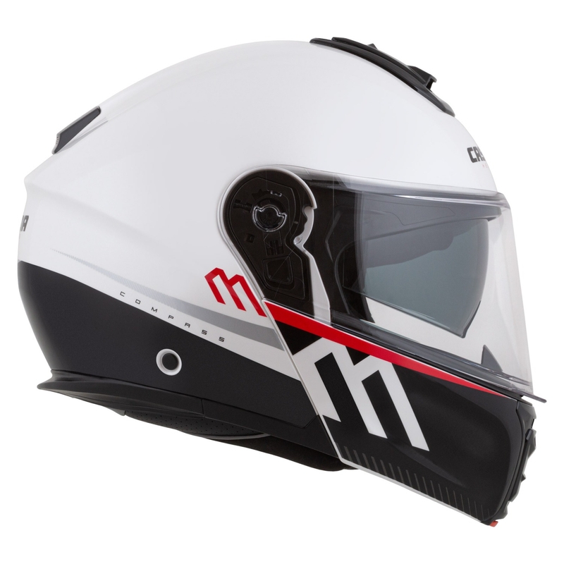 Каска за мотоциклет Cassida Modulo 2.1 Compass flip-up перлено бяла-черна-червена-сребърна