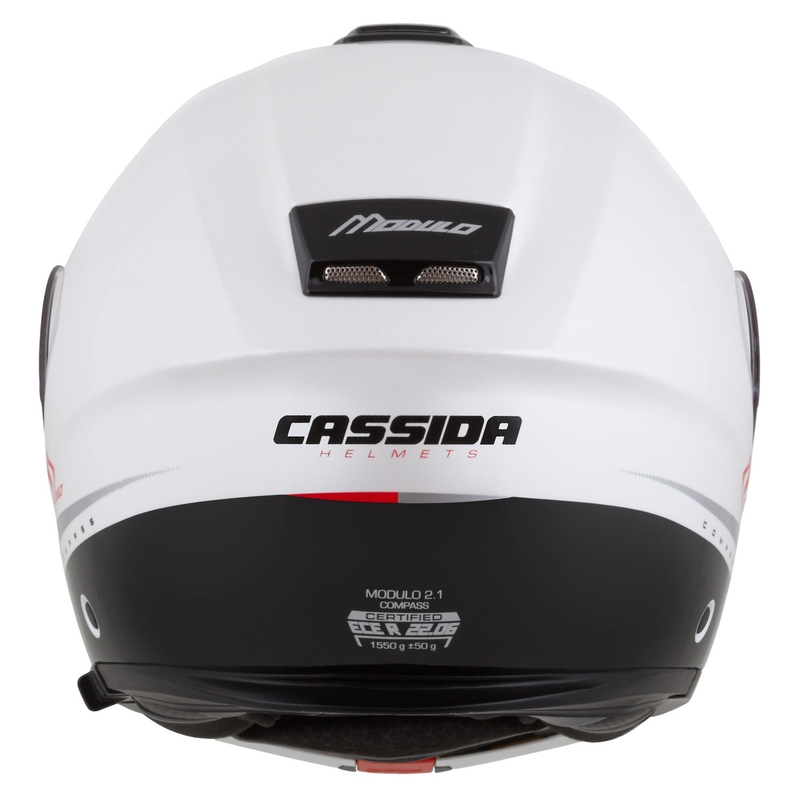 Каска за мотоциклет Cassida Modulo 2.1 Compass flip-up перлено бяла-черна-червена-сребърна