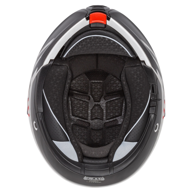 Каска за мотоциклет Cassida Modulo 2.1 Compass flip-up перлено бяла-черна-червена-сребърна