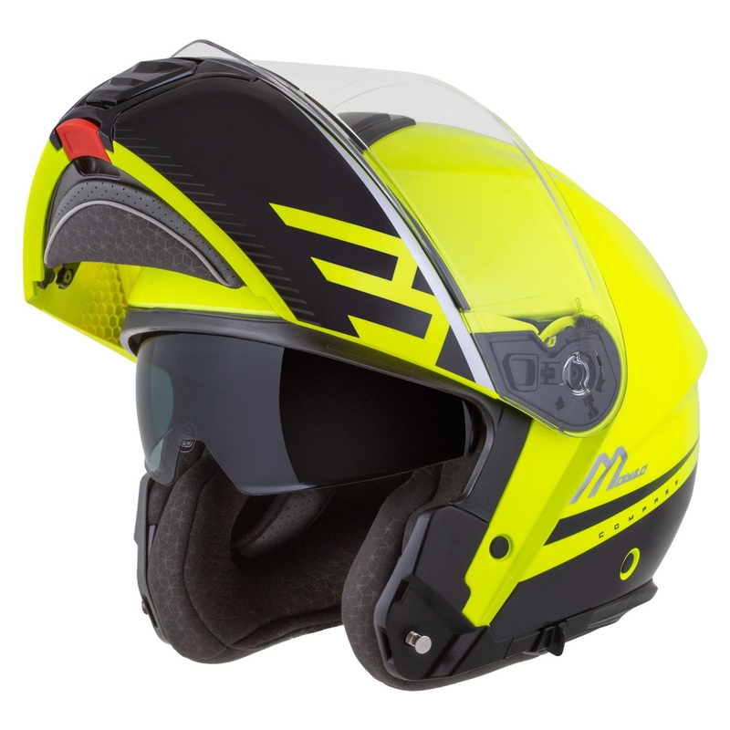 Каска за мотоциклет Cassida Modulo 2.1 Compass fluo жълто-черно-сребристо-червена