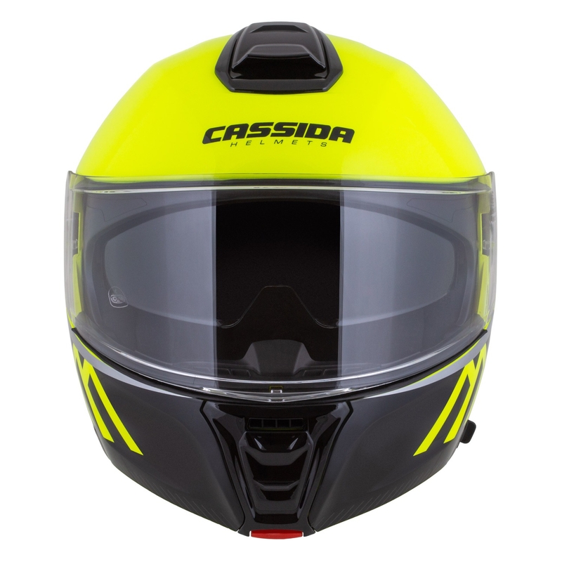 Каска за мотоциклет Cassida Modulo 2.1 Compass fluo жълто-черно-сребристо-червена