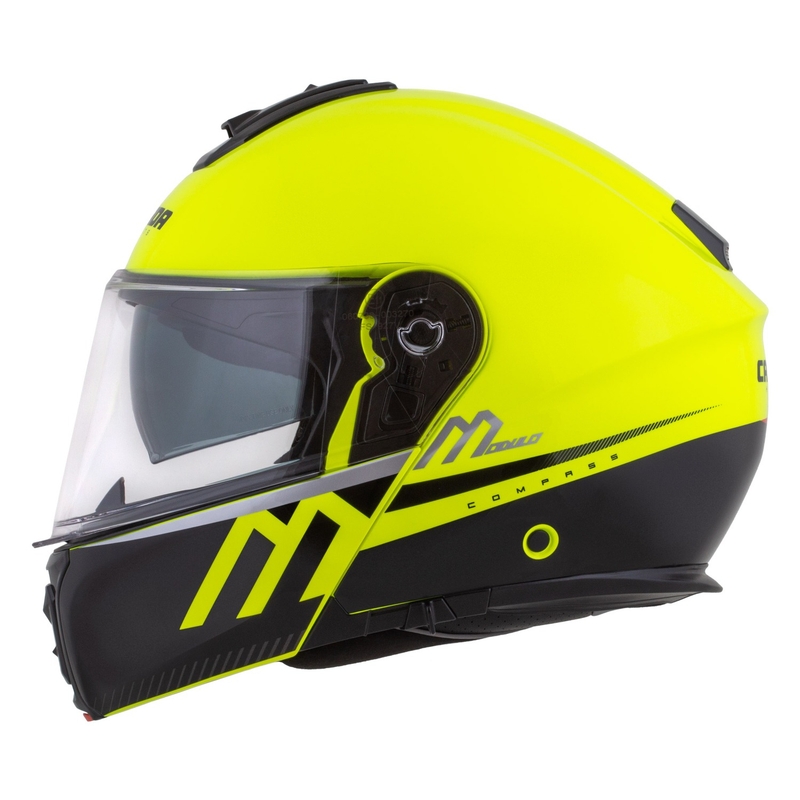 Каска за мотоциклет Cassida Modulo 2.1 Compass fluo жълто-черно-сребристо-червена
