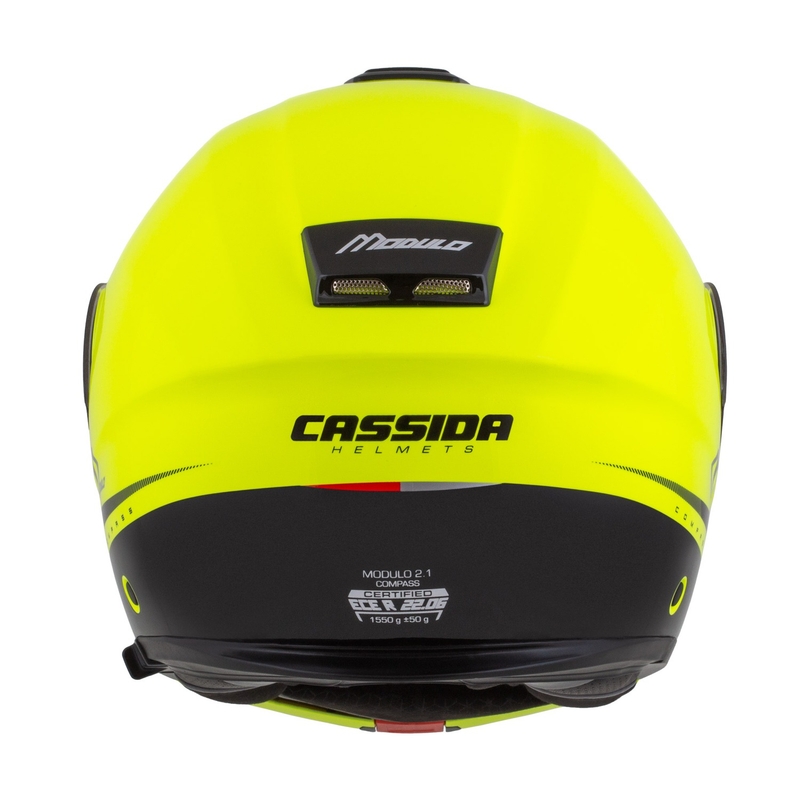 Каска за мотоциклет Cassida Modulo 2.1 Compass fluo жълто-черно-сребристо-червена