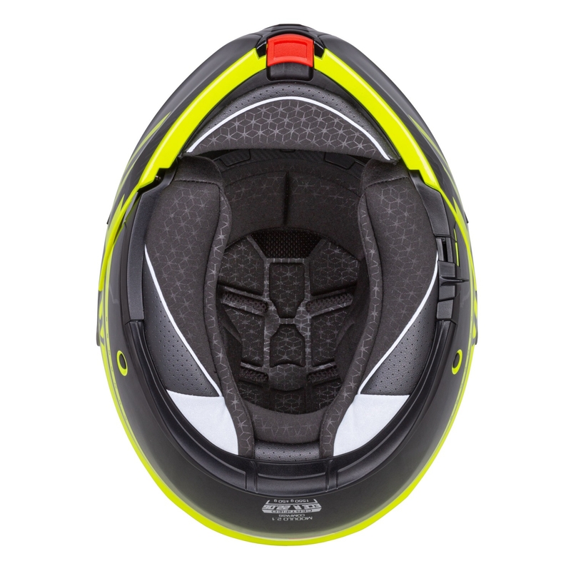 Каска за мотоциклет Cassida Modulo 2.1 Compass fluo жълто-черно-сребристо-червена