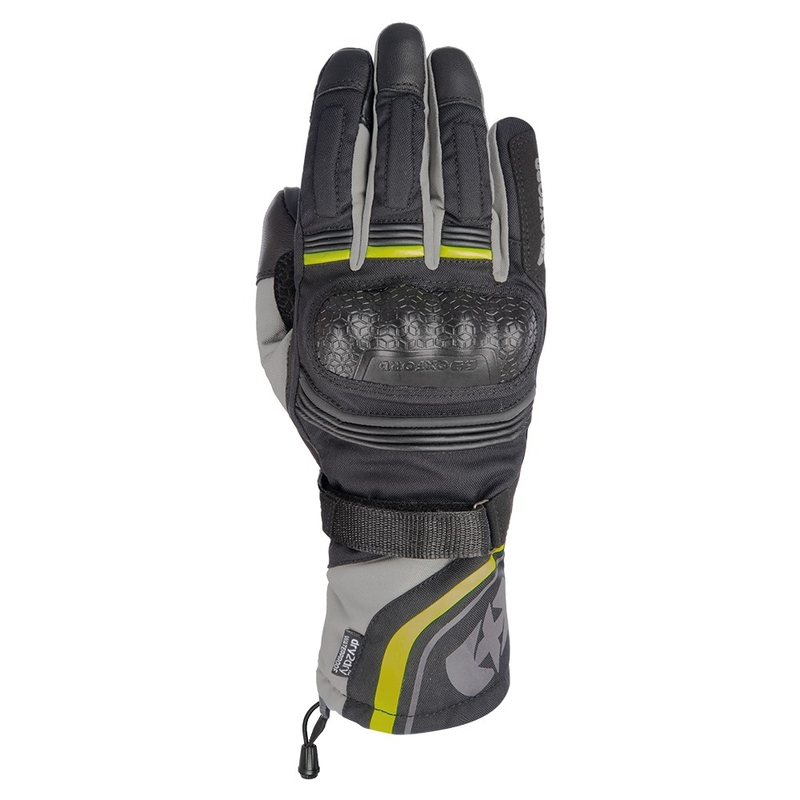 Oxford Montreal 4.0 DRY2DRY™ черно-сиво-флуорово жълти ръкавици за мотоциклетизъм