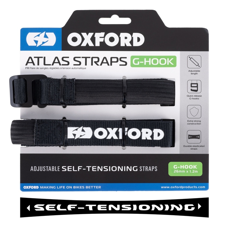 Каишки за багаж Oxford Atlas G-Hook 2 бр. черни 26 мм x 1,2 м