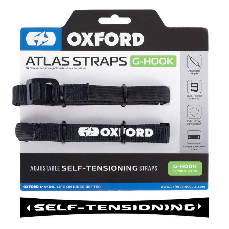 Каишки за багаж Oxford Atlas G-Hook 2 бр. черни 17 мм x 2 м