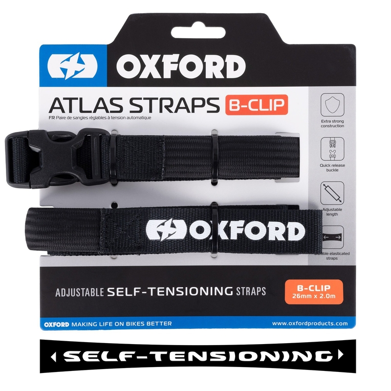 Каишки за багаж Oxford Atlas B-Clip 2 бр. черни 26 мм x 2 м