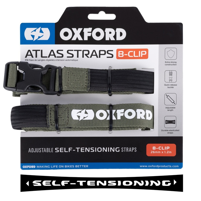 Ремъци за багаж Oxford Atlas B-Clip 2 бр. зелени 26 мм x 1,2 м