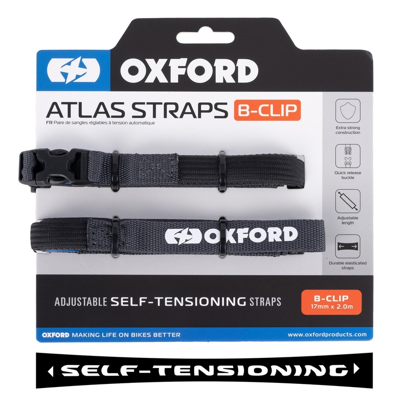 Каишки за багаж Oxford Atlas B-Clip 2 бр. сиви 17 мм x 2 м