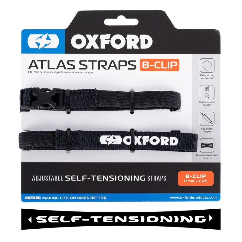 Ремъци за багаж Oxford Atlas B-Clip 2 бр. черни 17 мм x 1,2 м