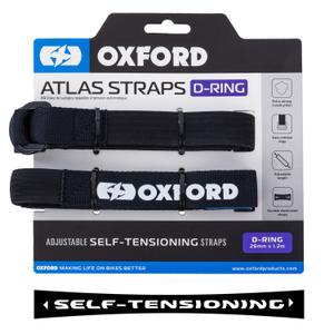 Ремъци за багаж Oxford Atlas D-Ring 2 бр. черни 26 мм x 1,2 м