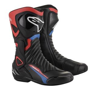 Alpinestars S-MX 6 Honda Collection Черно-червено-синьо-бели мотоциклетни ботуши