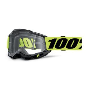 Очила за мотокрос 100% ACCURI 2 OTG черно-жълти (прозрачен плексиглас)