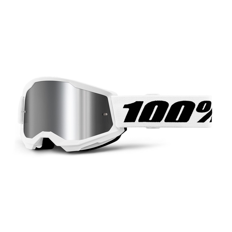 Детски очила за мотокрос 100% STRATA 2 white silver plexi