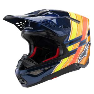 Мотокрос каска Alpinestars Supertech S-M10 TROY LEE DESIGNS перлено синьо-флуо оранжево-жълто-червено