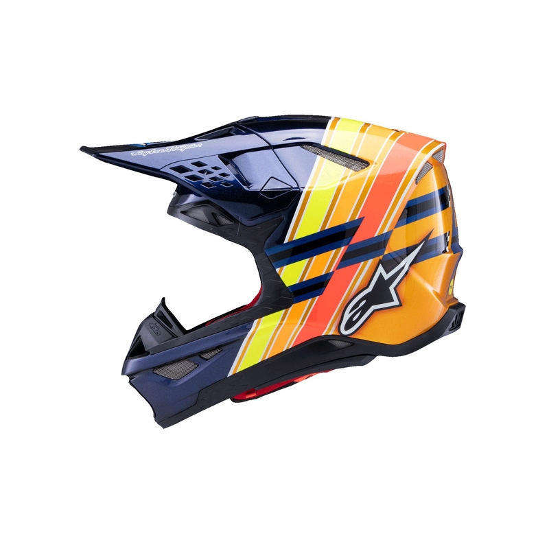 Мотокрос каска Alpinestars Supertech S-M10 TROY LEE DESIGNS перлено синьо-флуо оранжево-жълто-червено