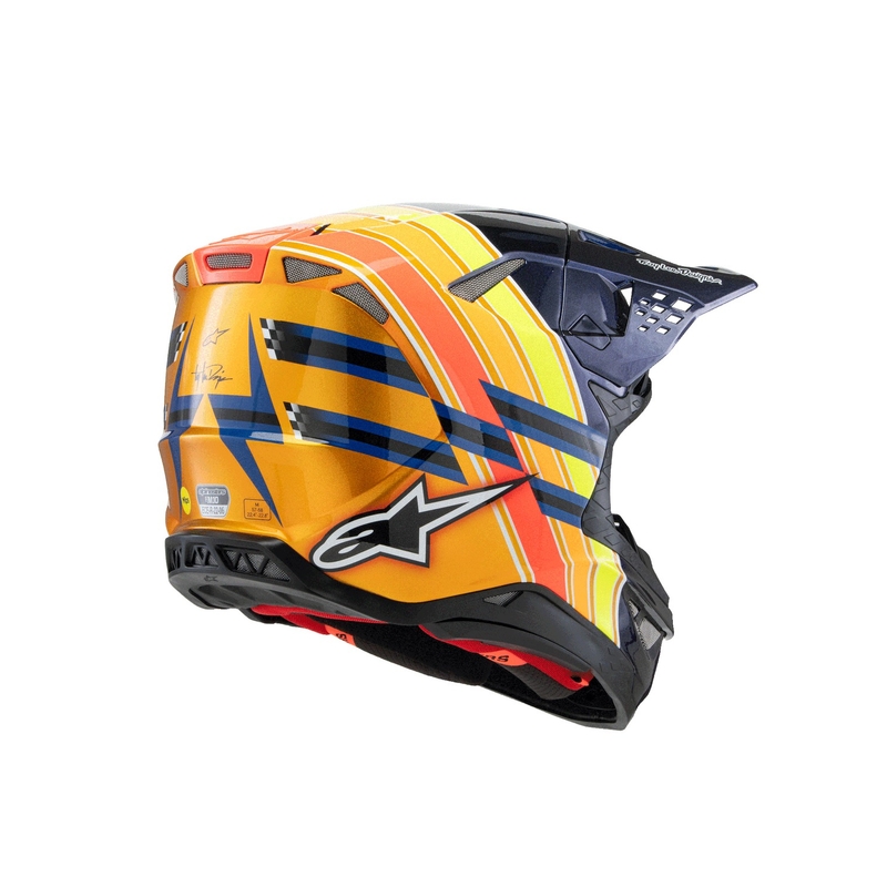 Мотокрос каска Alpinestars Supertech S-M10 TROY LEE DESIGNS перлено синьо-флуо оранжево-жълто-червено