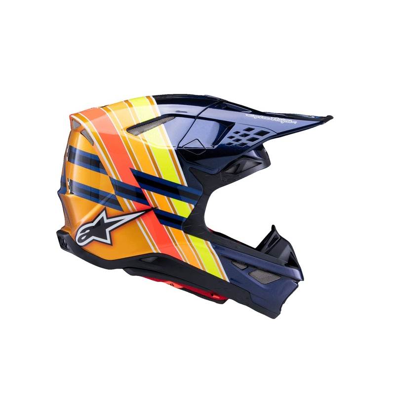 Мотокрос каска Alpinestars Supertech S-M10 TROY LEE DESIGNS перлено синьо-флуо оранжево-жълто-червено