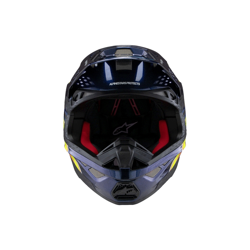 Мотокрос каска Alpinestars Supertech S-M10 TROY LEE DESIGNS перлено синьо-флуо оранжево-жълто-червено