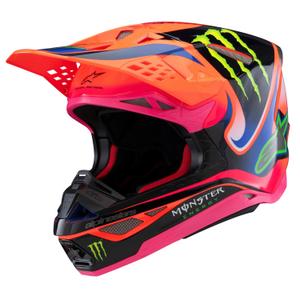 Мотокрос каска Alpinestars Supertech S-M10 edition HAIDEN DEEGAN флуоро-оранжево-лилаво-розово-зелено 2025