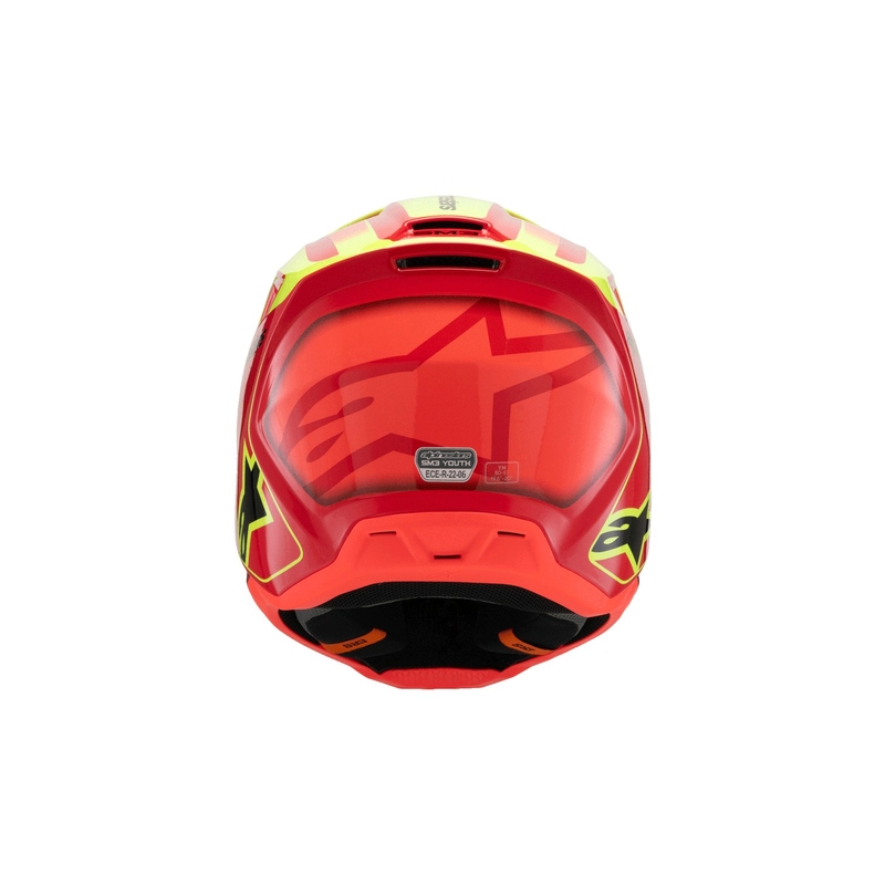 Детска мотокрос каска Alpinestars S-M3 FRAY, червено-флуоресцентно жълто-черно