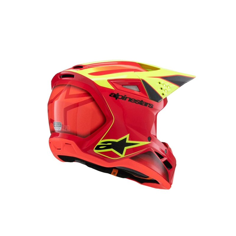 Детска мотокрос каска Alpinestars S-M3 FRAY, червено-флуоресцентно жълто-черно