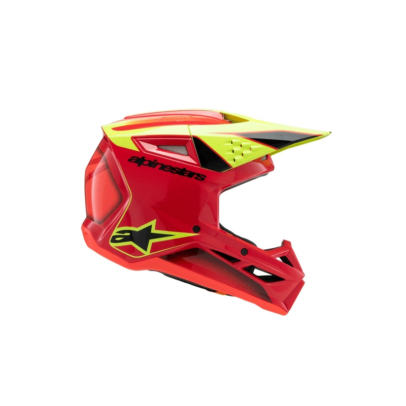 Детска мотокрос каска Alpinestars S-M3 FRAY, червено-флуоресцентно жълто-черно
