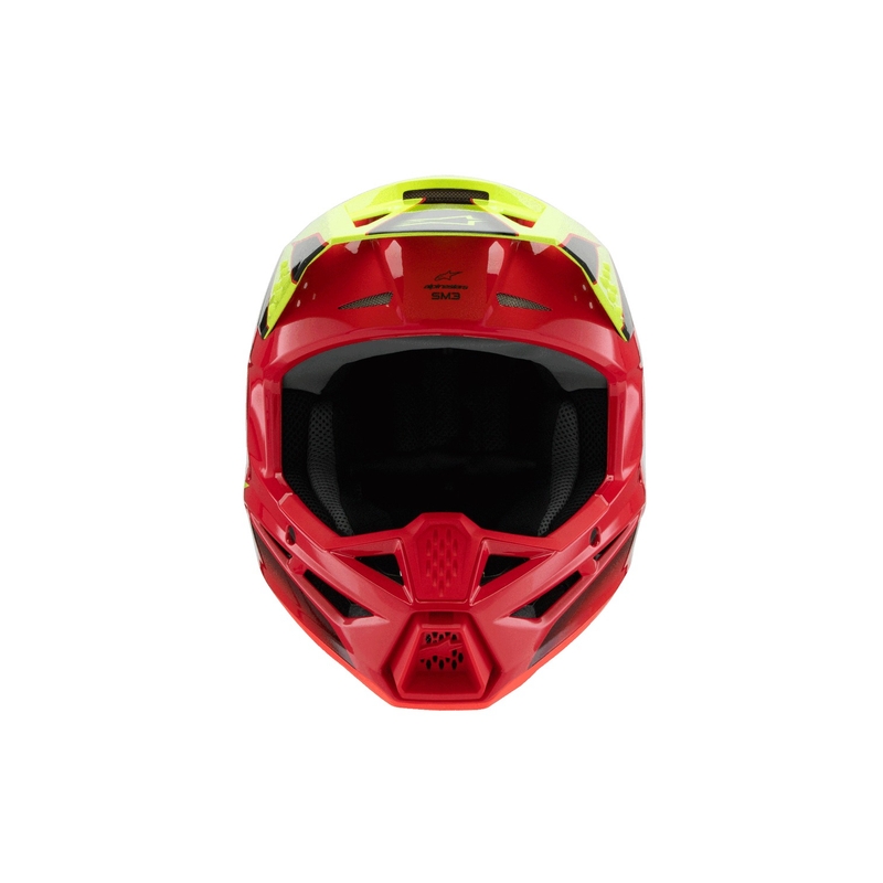 Детска мотокрос каска Alpinestars S-M3 FRAY, червено-флуоресцентно жълто-черно