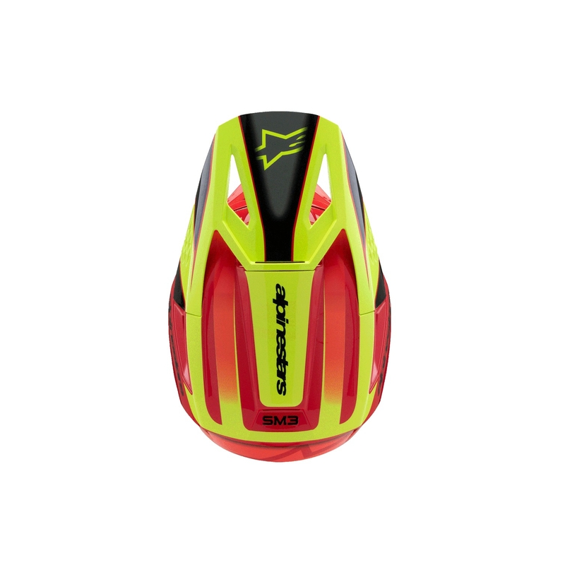 Детска мотокрос каска Alpinestars S-M3 FRAY, червено-флуоресцентно жълто-черно