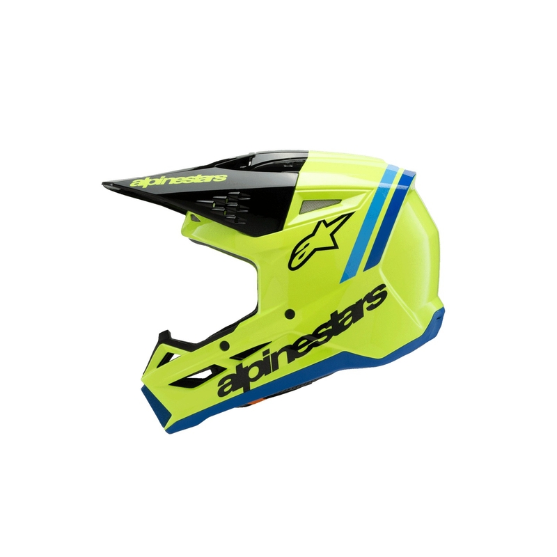 Детска мотокрос каска Alpinestars S-M3 RADIUM, флуоресцентно жълто-черно-синя