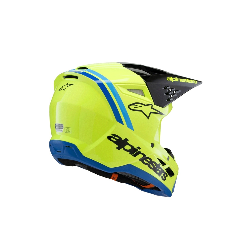 Детска мотокрос каска Alpinestars S-M3 RADIUM, флуоресцентно жълто-черно-синя
