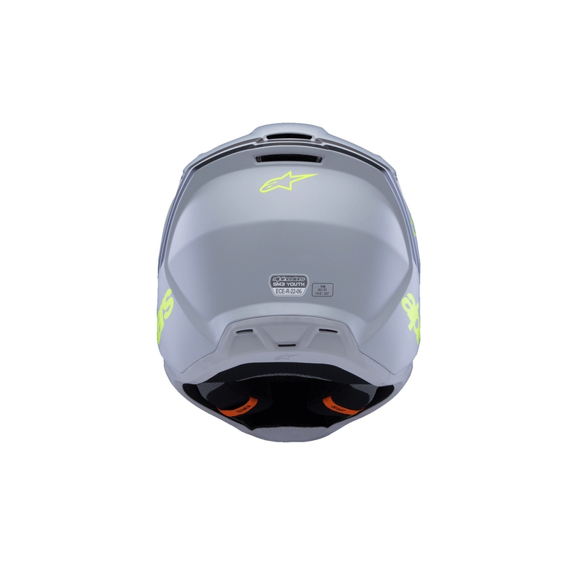 Детска мотокрос каска Alpinestars S-M3 RADIUM, матово сиво-флуоресцентно жълто-черно