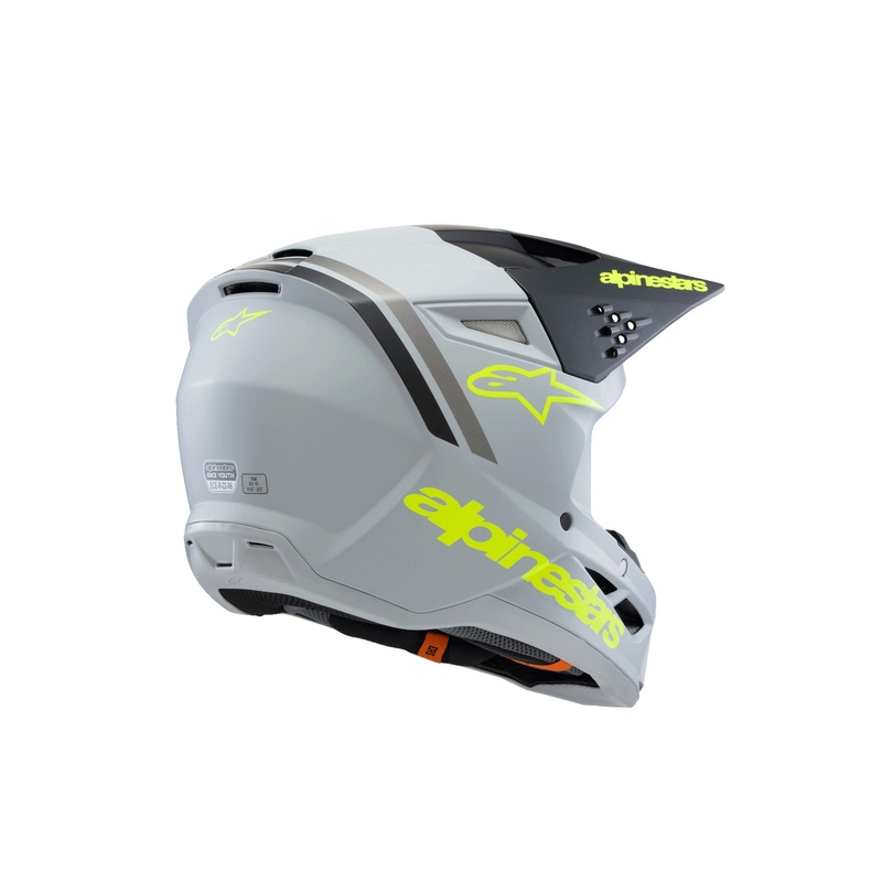 Детска мотокрос каска Alpinestars S-M3 RADIUM, матово сиво-флуоресцентно жълто-черно