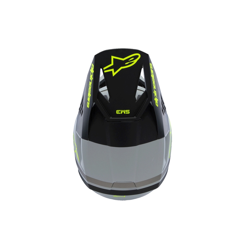 Детска мотокрос каска Alpinestars S-M3 RADIUM, матово сиво-флуоресцентно жълто-черно