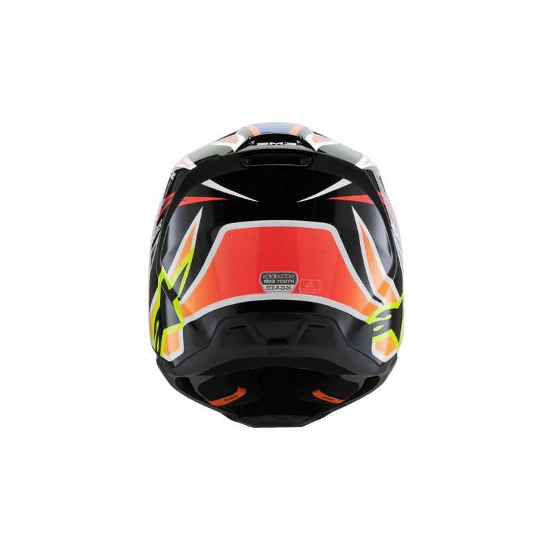 Детска мотокрос каска Alpinestars S-M3 WURX, черно-флуоресцентно жълто-синьо-червено