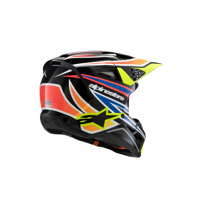 Детска мотокрос каска Alpinestars S-M3 WURX, черно-флуоресцентно жълто-синьо-червено