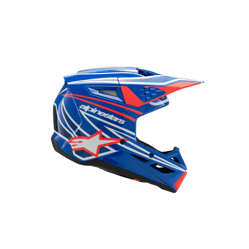 Детска мотокрос каска Alpinestars S-M3 WURX, синьо-червено-бяло-черно