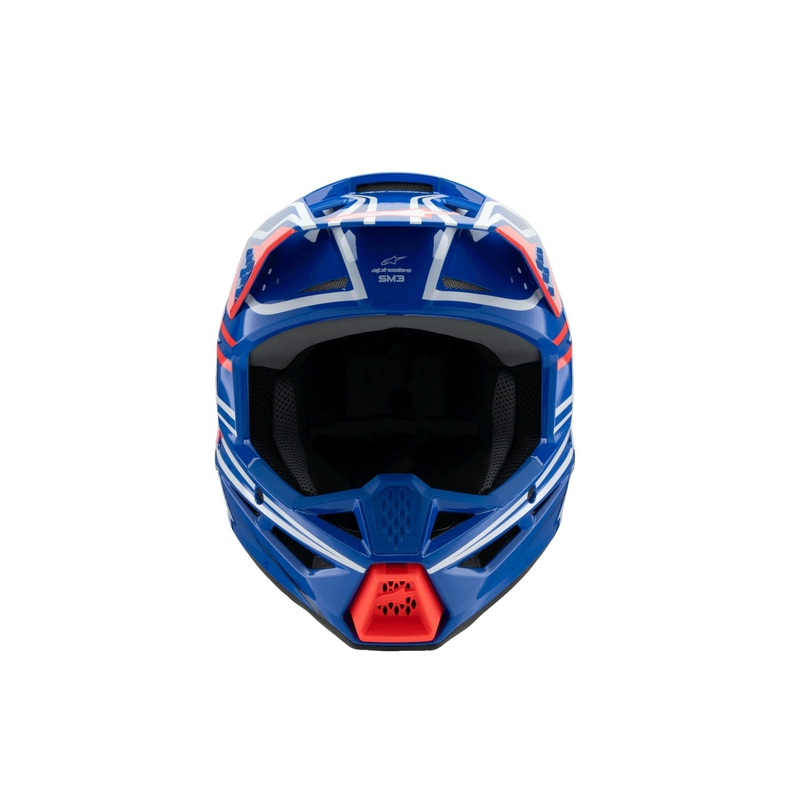 Детска мотокрос каска Alpinestars S-M3 WURX, синьо-червено-бяло-черно