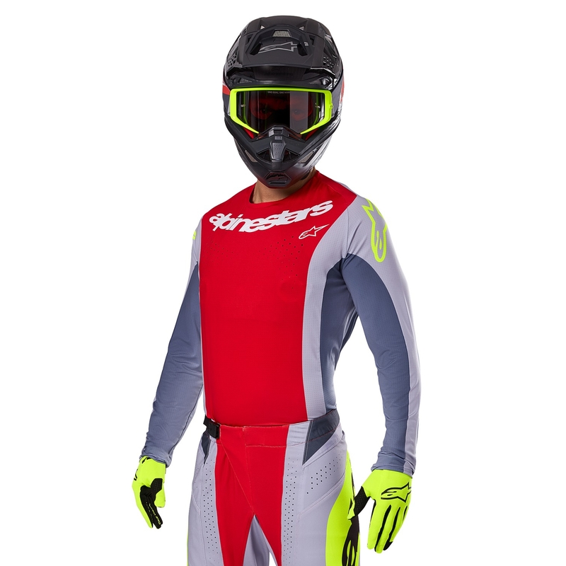 Alpinestars Techstar Melt тениска за мотокрос червено-сива