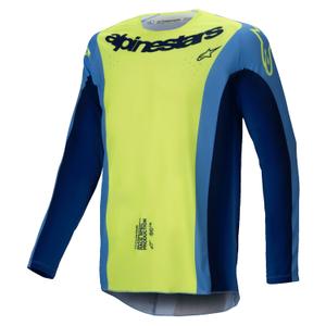 Тениска за мотокрос Alpinestars Techstar Melt флуорово жълто-синьо