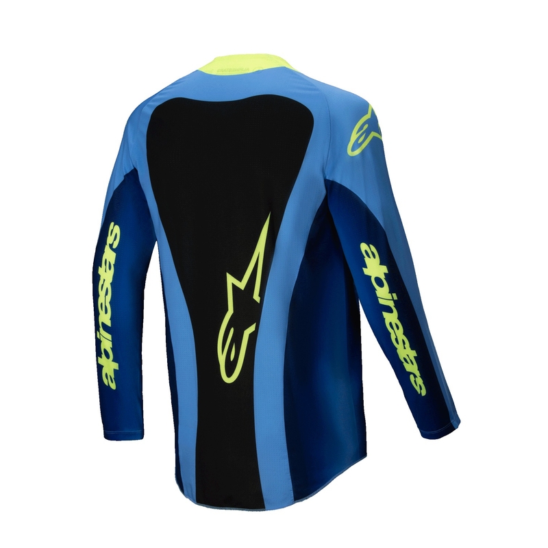 Тениска за мотокрос Alpinestars Techstar Melt флуорово жълто-синьо