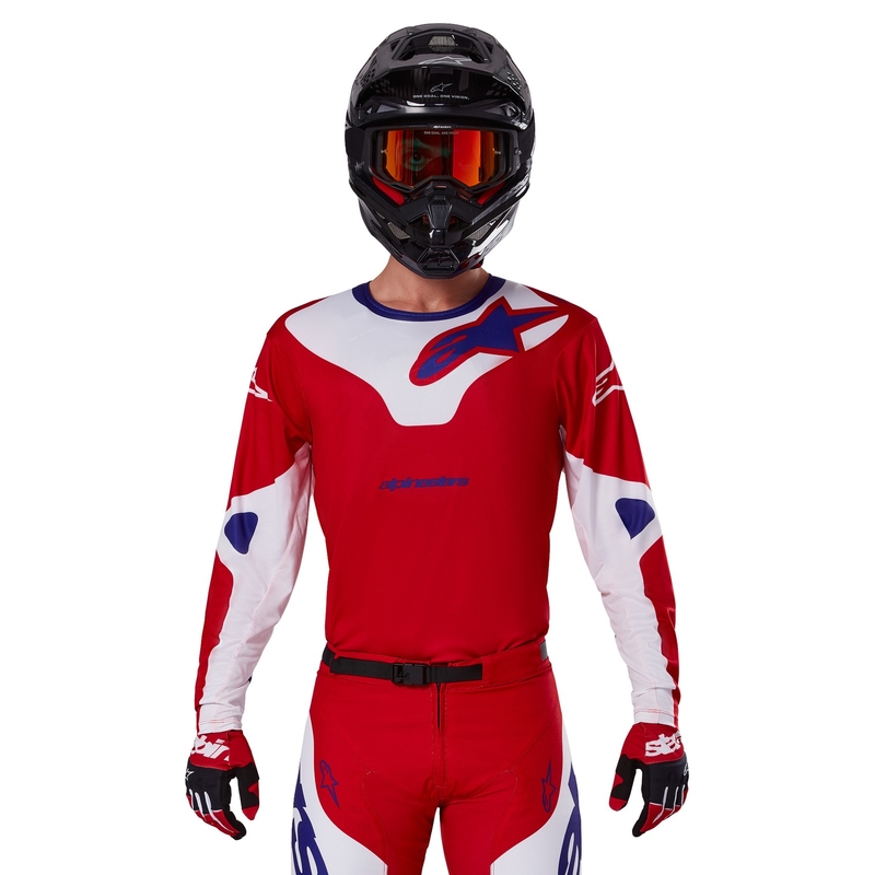 Alpinestars Racer Veil тениска за мотокрос червено и бяло