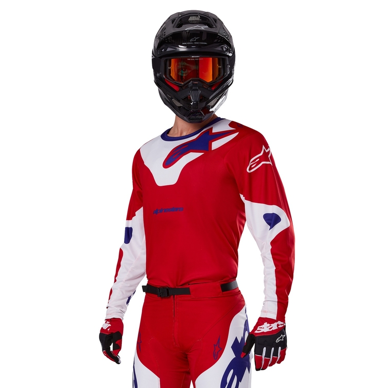 Alpinestars Racer Veil тениска за мотокрос червено и бяло