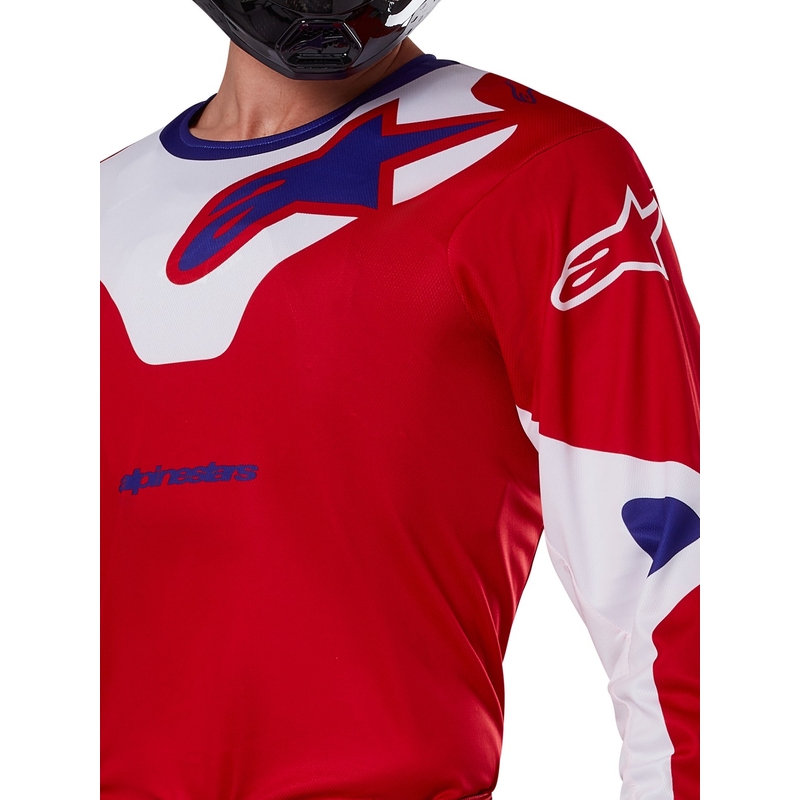 Alpinestars Racer Veil тениска за мотокрос червено и бяло