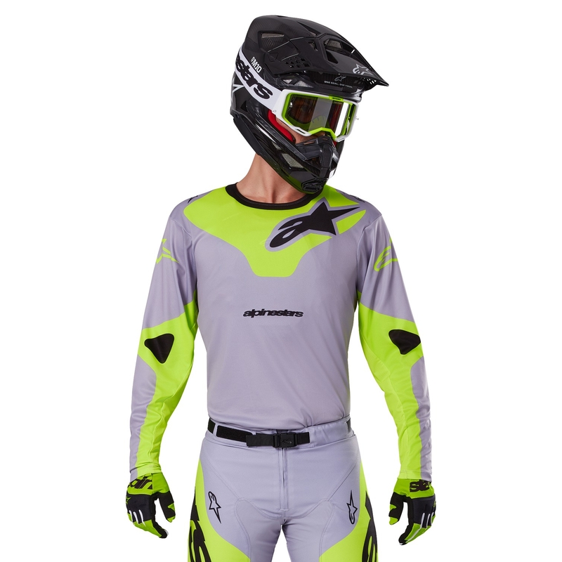 Alpinestars Racer Veil тениска за мотокрос сиво-флуорово жълто