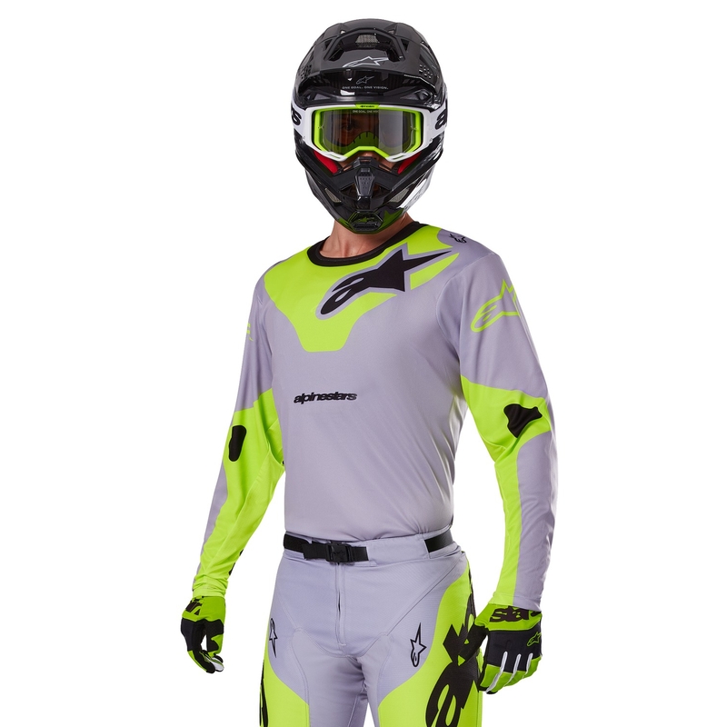 Alpinestars Racer Veil тениска за мотокрос сиво-флуорово жълто