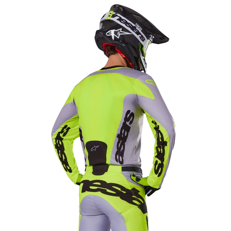 Alpinestars Racer Veil тениска за мотокрос сиво-флуорово жълто