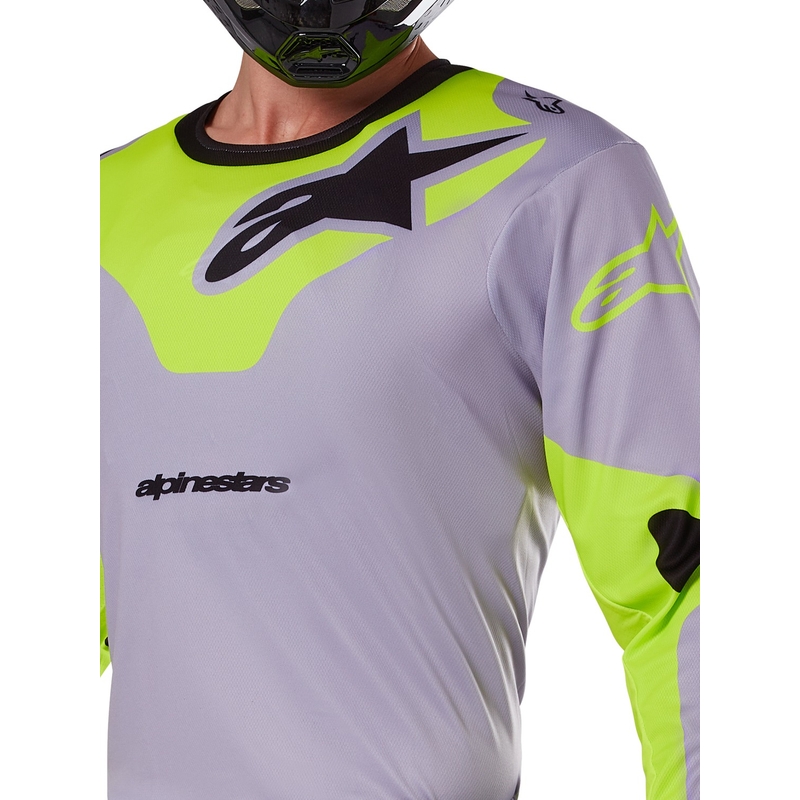 Alpinestars Racer Veil тениска за мотокрос сиво-флуорово жълто